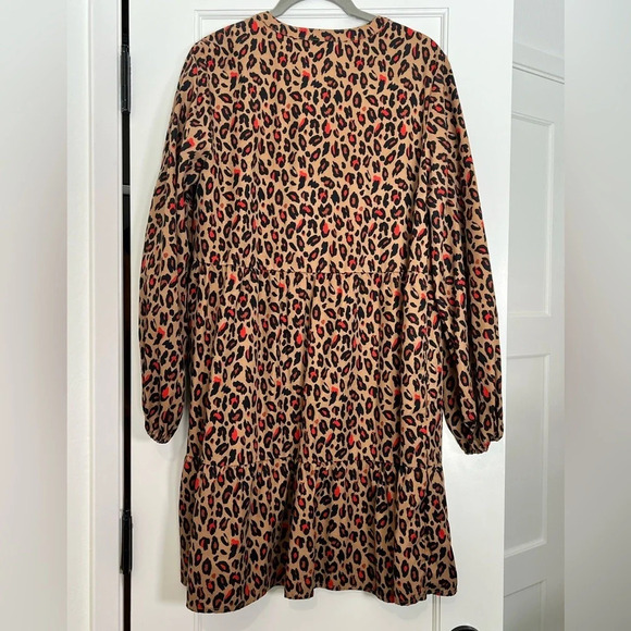 Grace Atwood x Amazon The Drop Leopard Print  Long Sleeve Mini Dress Size Small - Picture 4 of 4